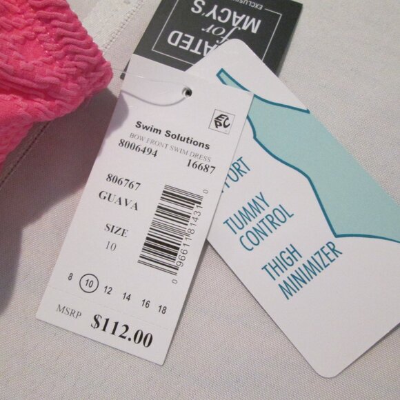 Swim Solutions Textured Tie-Front Swimdress NWT Sz 10 - Picture 9 of 11